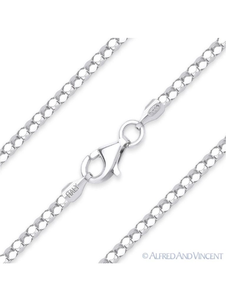 2mm Coreana Link Italian Chain Necklace In .925 Sterling Silver W/ Rhodium 18"
